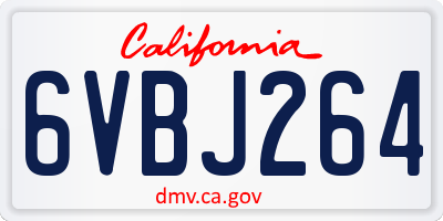 CA license plate 6VBJ264