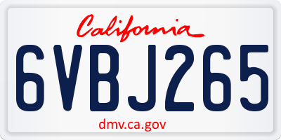 CA license plate 6VBJ265