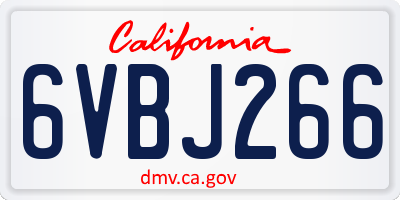 CA license plate 6VBJ266