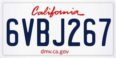 CA license plate 6VBJ267