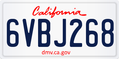 CA license plate 6VBJ268