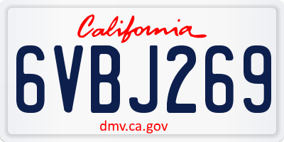CA license plate 6VBJ269