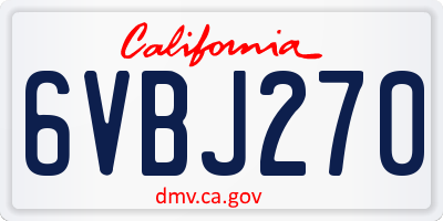 CA license plate 6VBJ270