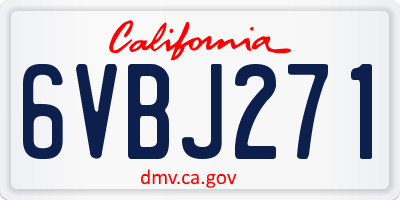 CA license plate 6VBJ271