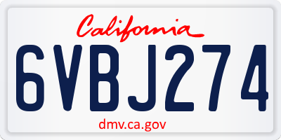 CA license plate 6VBJ274