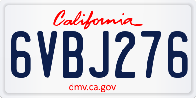 CA license plate 6VBJ276