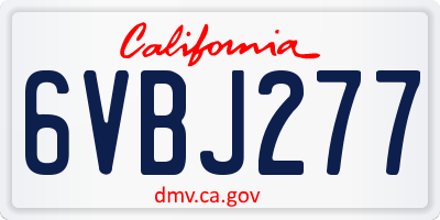 CA license plate 6VBJ277