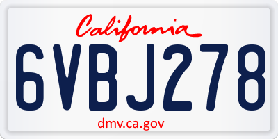 CA license plate 6VBJ278