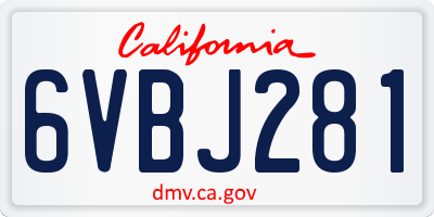 CA license plate 6VBJ281
