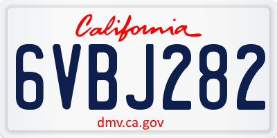 CA license plate 6VBJ282