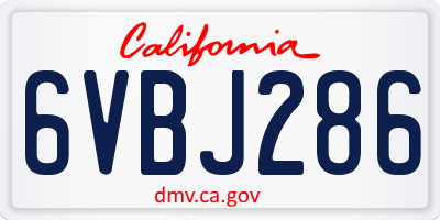 CA license plate 6VBJ286