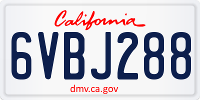 CA license plate 6VBJ288