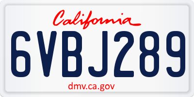 CA license plate 6VBJ289