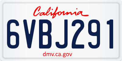 CA license plate 6VBJ291