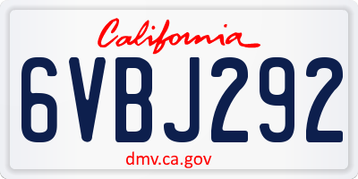 CA license plate 6VBJ292