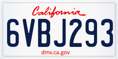 CA license plate 6VBJ293