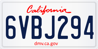 CA license plate 6VBJ294