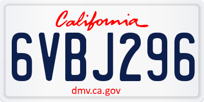 CA license plate 6VBJ296