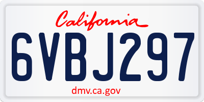 CA license plate 6VBJ297