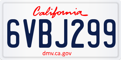 CA license plate 6VBJ299