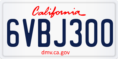 CA license plate 6VBJ300