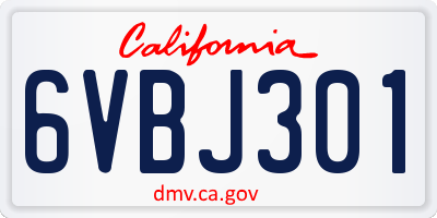 CA license plate 6VBJ301