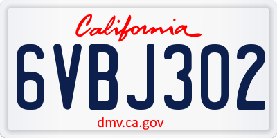 CA license plate 6VBJ302