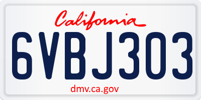 CA license plate 6VBJ303
