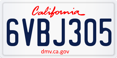 CA license plate 6VBJ305
