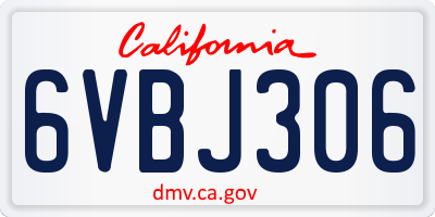 CA license plate 6VBJ306