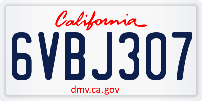 CA license plate 6VBJ307