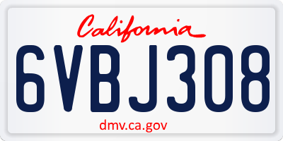 CA license plate 6VBJ308