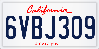 CA license plate 6VBJ309