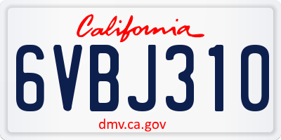 CA license plate 6VBJ310