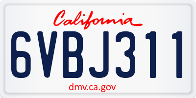 CA license plate 6VBJ311