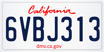 CA license plate 6VBJ313
