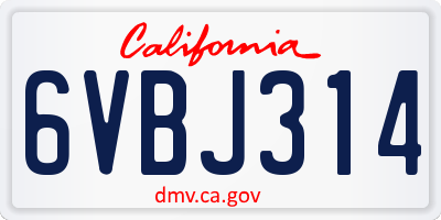 CA license plate 6VBJ314