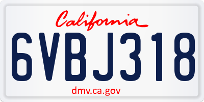 CA license plate 6VBJ318