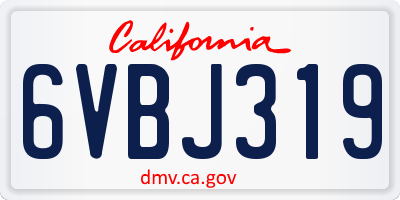 CA license plate 6VBJ319