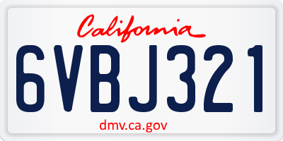 CA license plate 6VBJ321