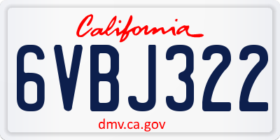 CA license plate 6VBJ322