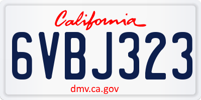 CA license plate 6VBJ323