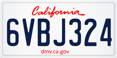 CA license plate 6VBJ324
