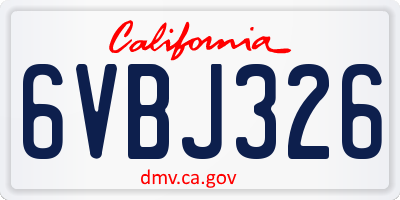 CA license plate 6VBJ326