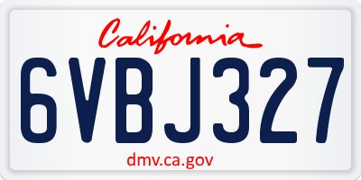 CA license plate 6VBJ327