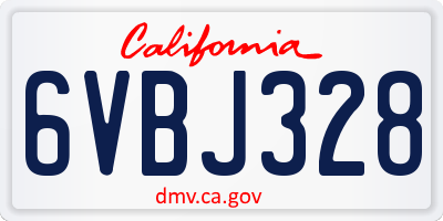 CA license plate 6VBJ328