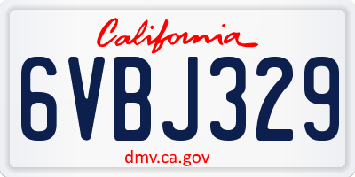 CA license plate 6VBJ329