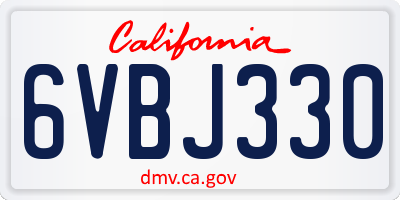 CA license plate 6VBJ330