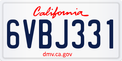 CA license plate 6VBJ331