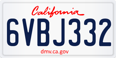 CA license plate 6VBJ332